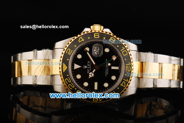 Rolex GMT Master II Rolex 3186 Automatic Movement Steel Case with Black Dial and Two Tone Strap - Click Image to Close